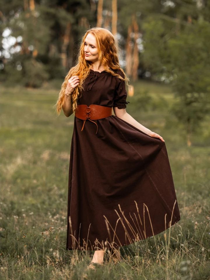 Short sleeve dress Brida brown L