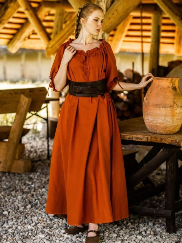 Short sleeve dress Brida rust red L