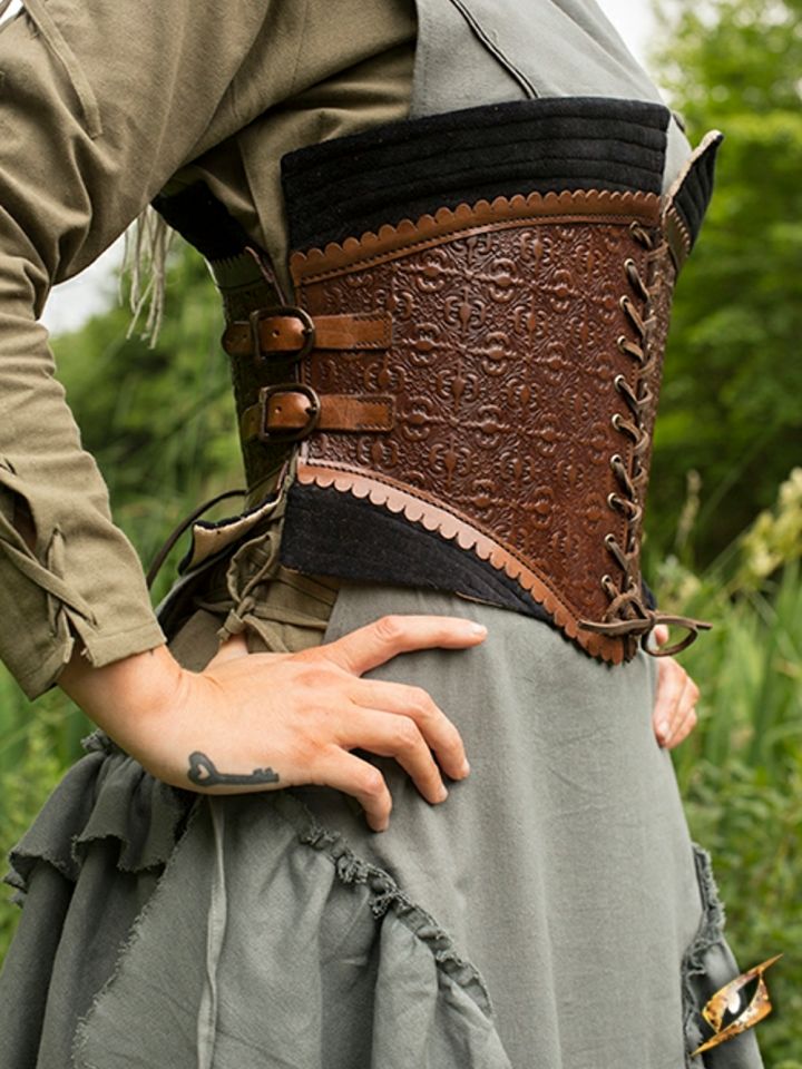 Embossed corset belt black-brown M/L