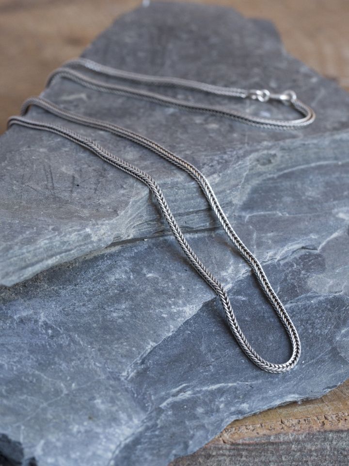 Braided silver chain 56 cm