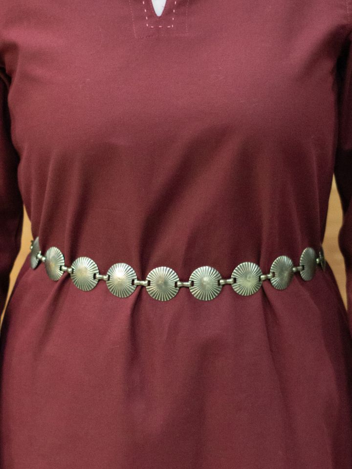 Chain belt with ray pattern antique brass