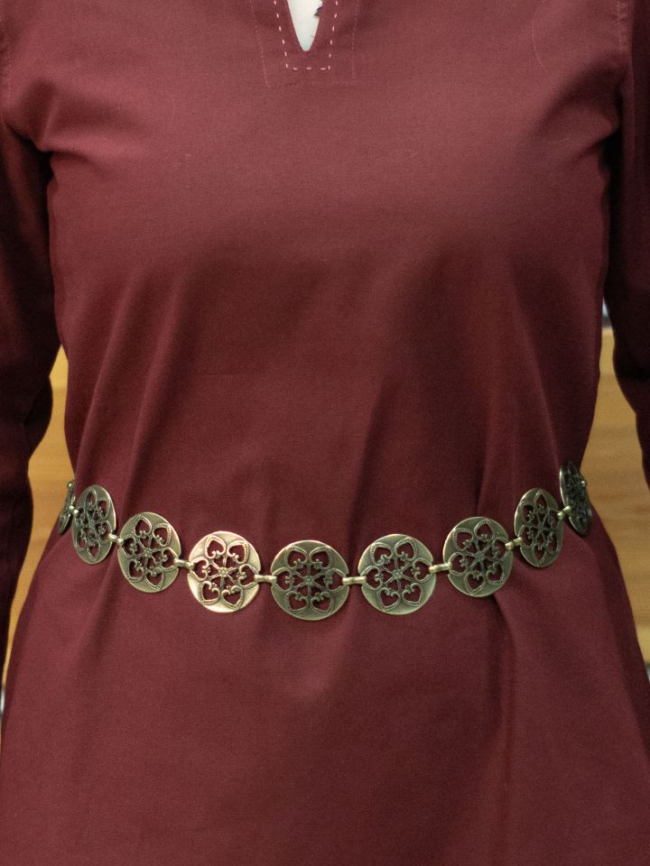 Chain belt with ornamental pattern antique brass