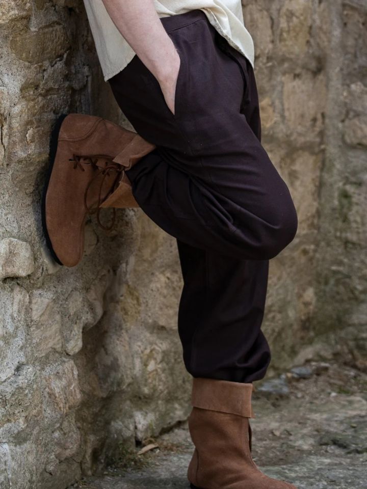 Cotton trousers with lacing dark brown S