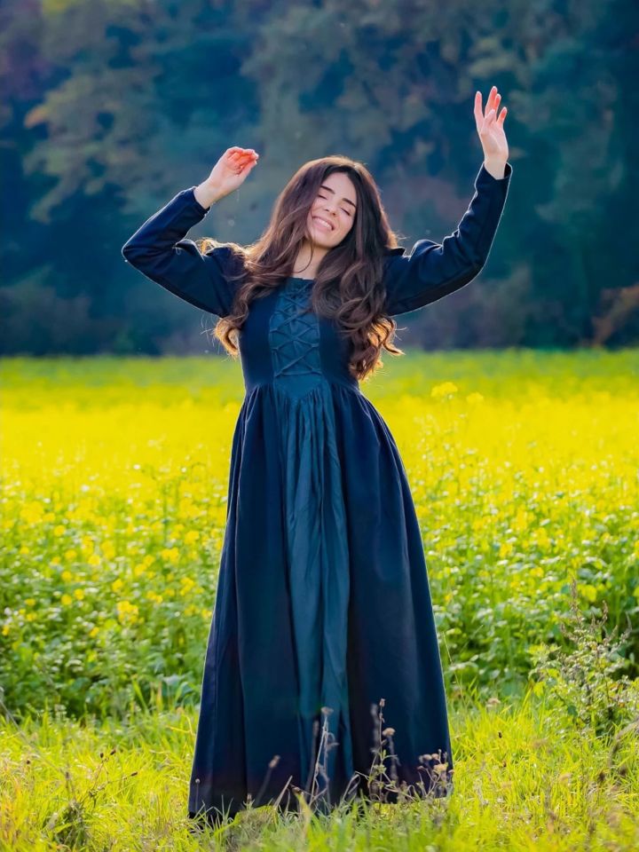 Medieval dress black-grey L