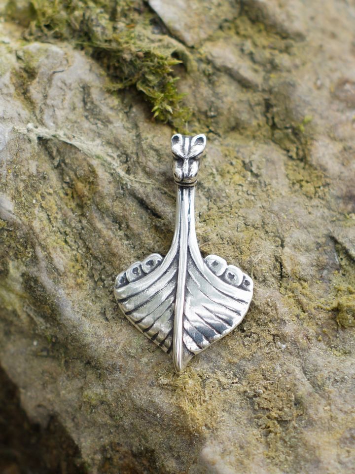 Silver pendant Viking boat