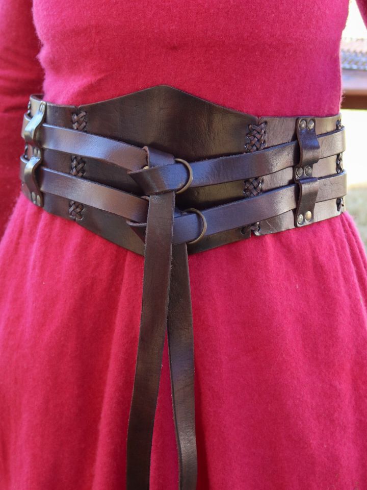 Wide double belt brown, unisex XXL