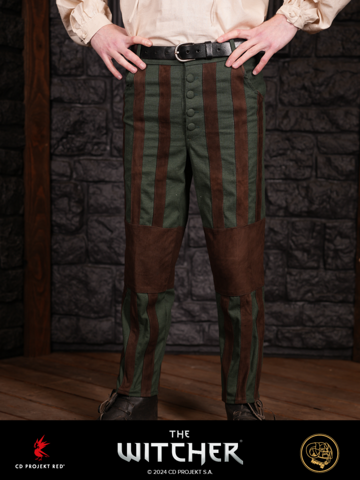 Geralt trousers with leather stripes green