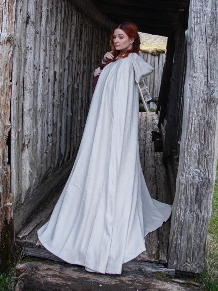 Wool cape with natural dragon clasp