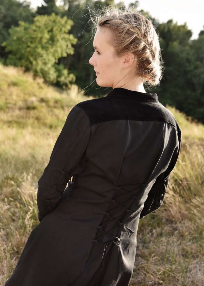 Medieval dress Meira with velvet details black M 10