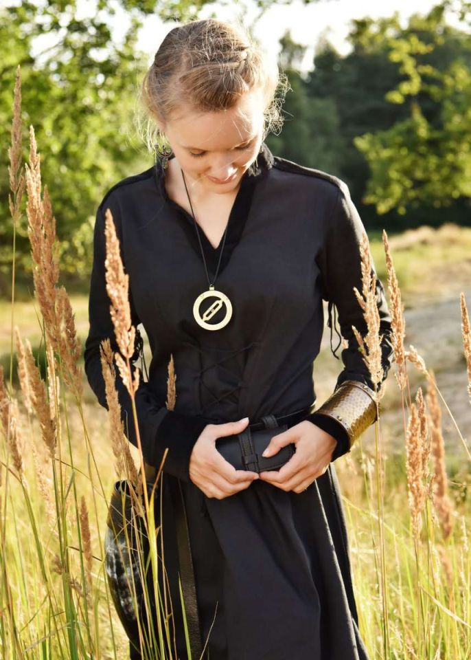 Medieval dress Meira with velvet details black M 11