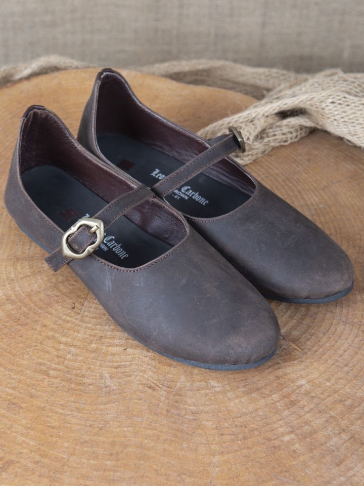 Rieke medieval shoes in brown nubuck leather 40 2
