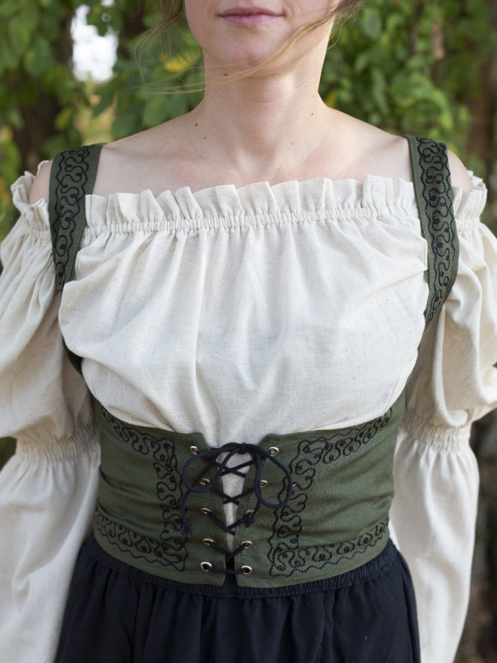 Underbust bodice with embroidery green 2