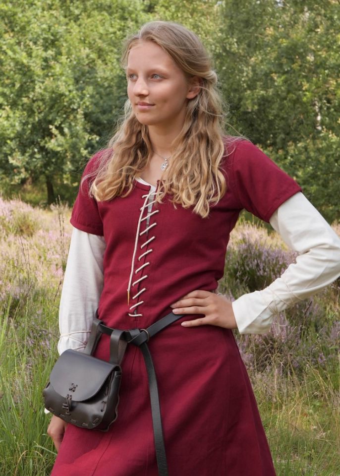 Short-sleeved cotehardie wine red S 2