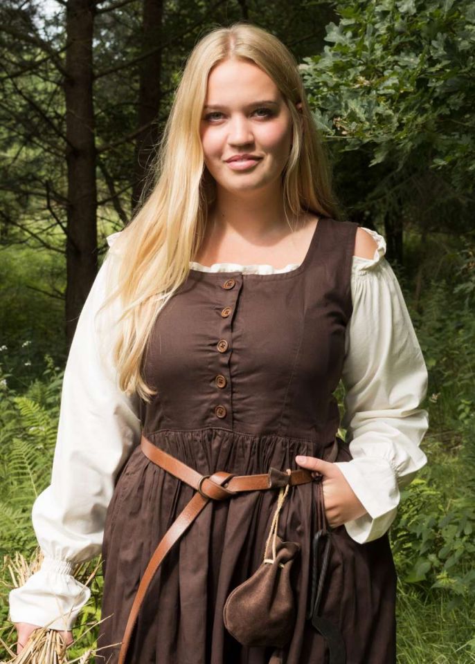 Sleeveless medieval dress Lene brown XXL 2