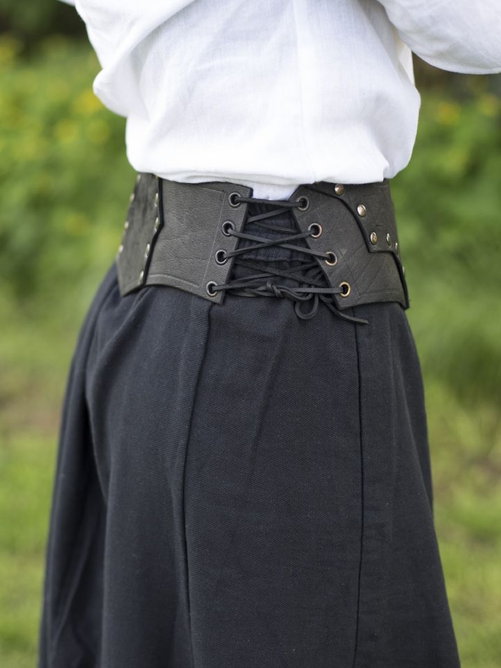 Wide leather bodice black M 2