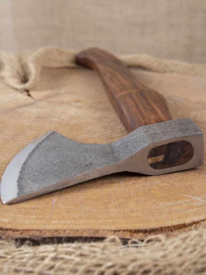 Sturdy axe with curved wooden handle 2