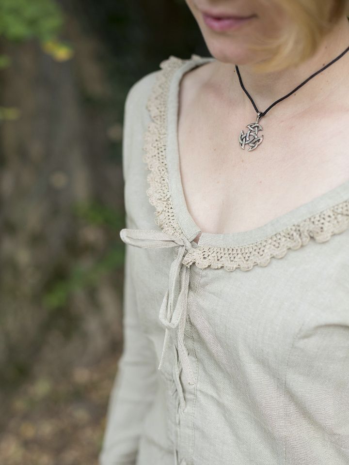 Lace blouse with trumpet sleeves natural L 2