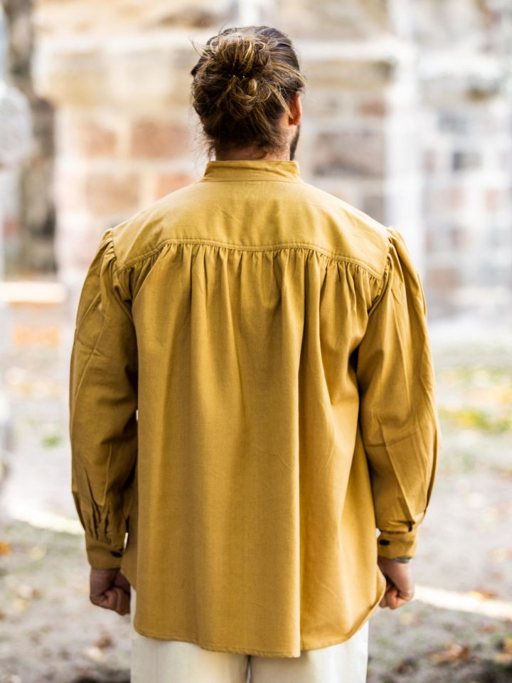 Medieval shirt made from thick honey brown fabric 2