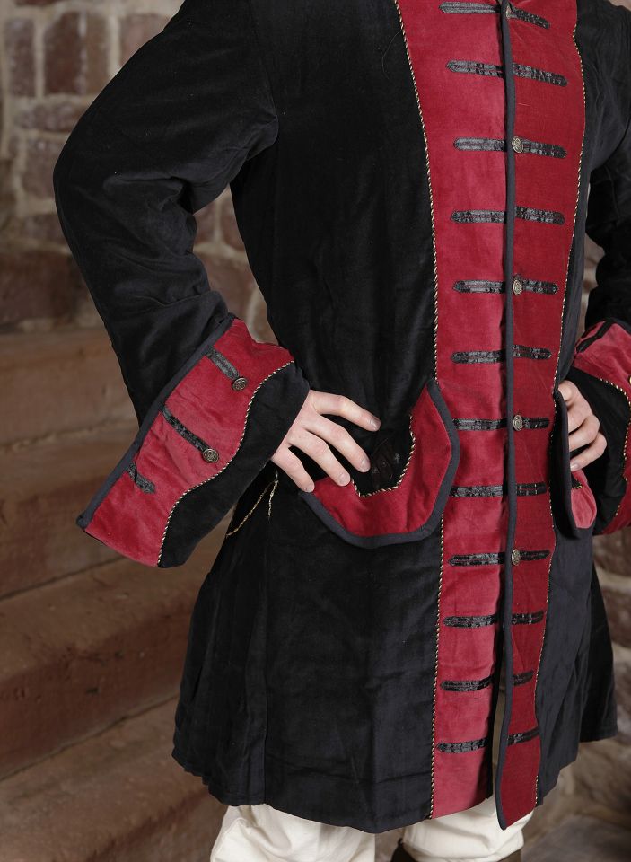 Velvet frock coat black-red 2