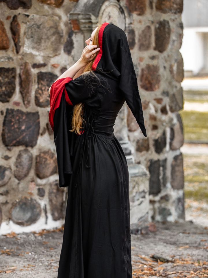Viscose hooded dress black-red L 2