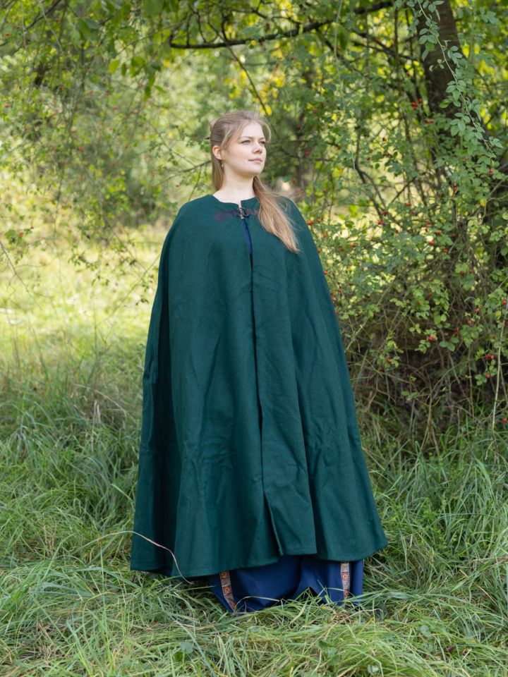 Wool cape without hood green 2
