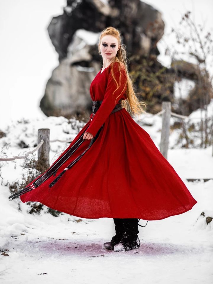 Linen dress Anna red 2
