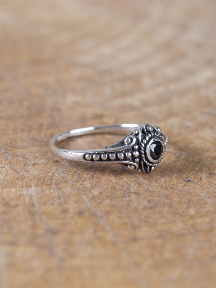 Viking silver ring with black zirconia 2