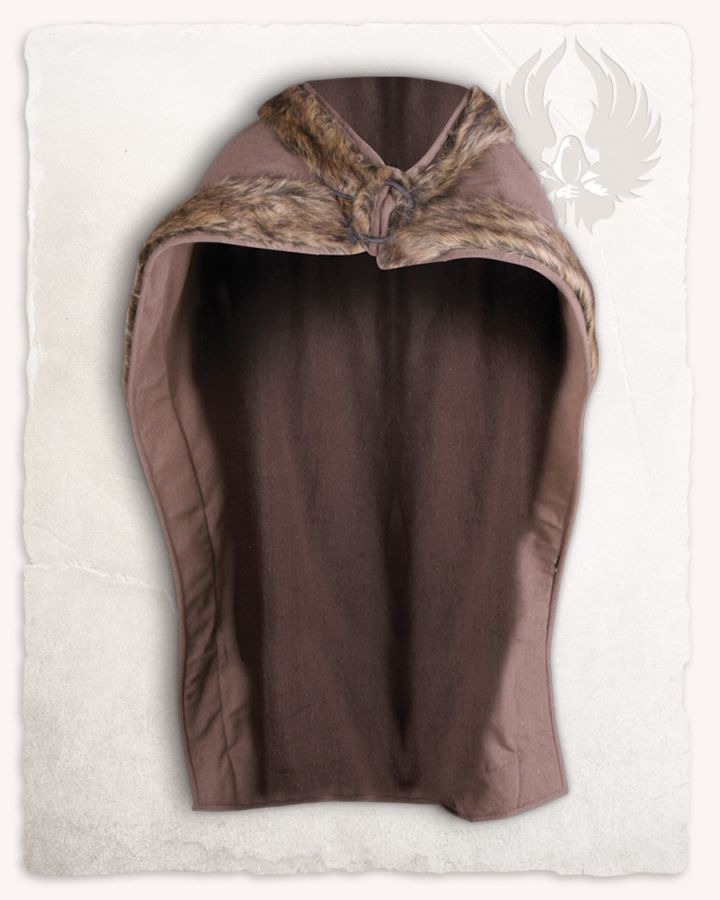 Bjorn cape with fur trim brown 2