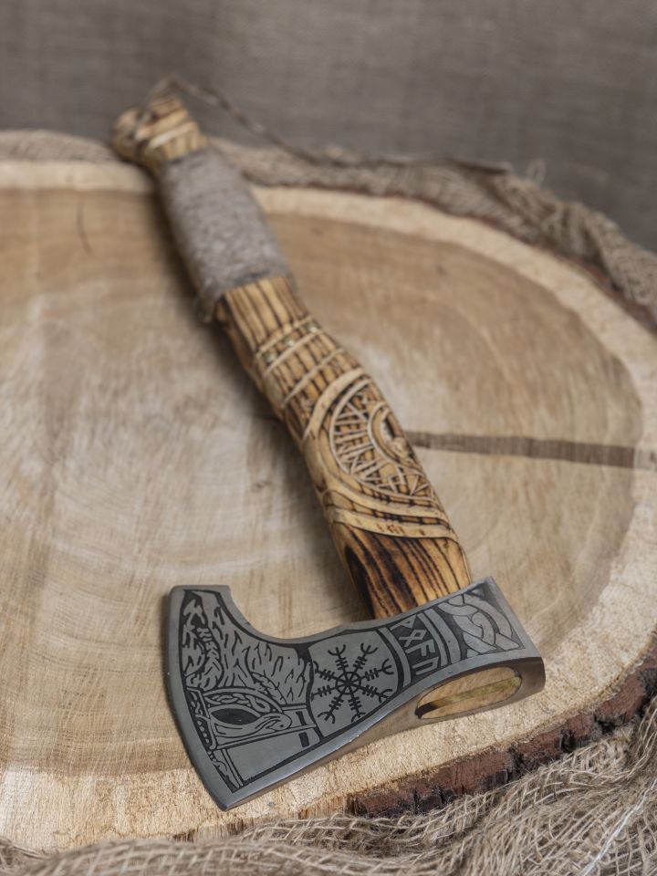 Viking axe Thor's hammer with carvings 2