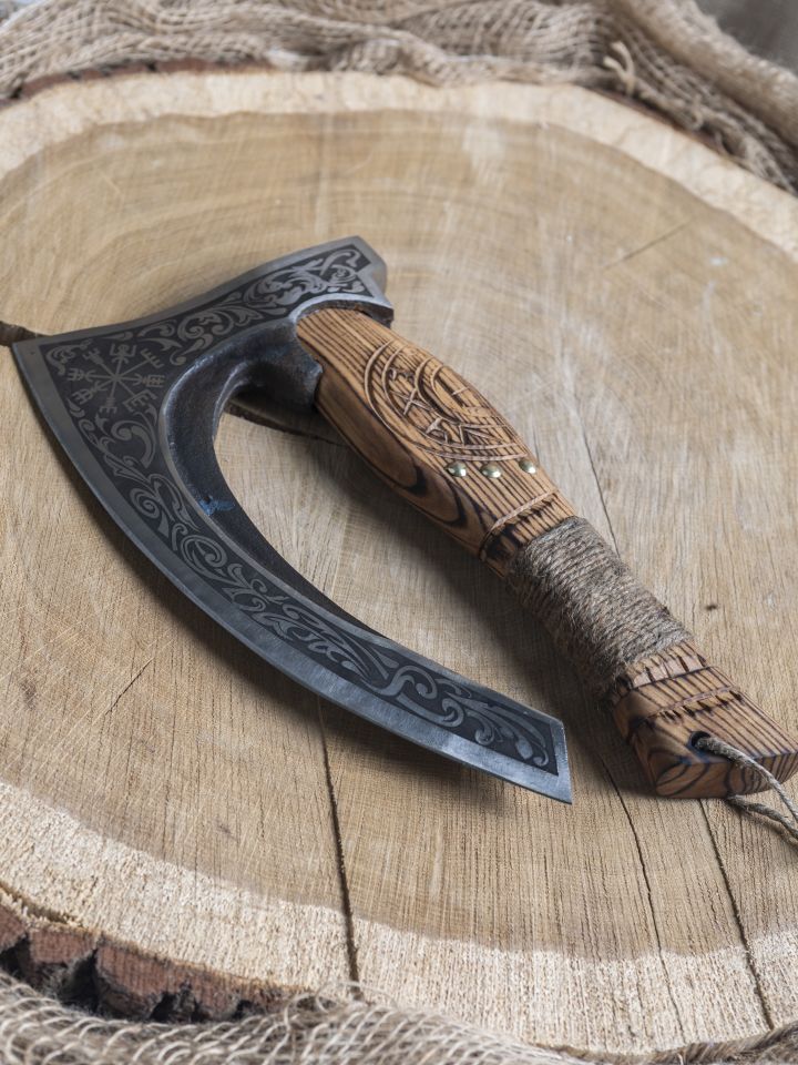 Large Viking pizza axe with decorations 2