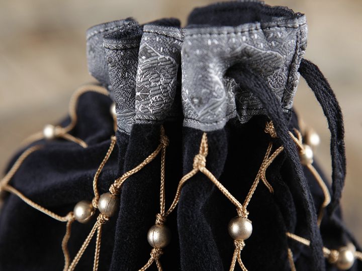 Velvet bag with decoration black 2