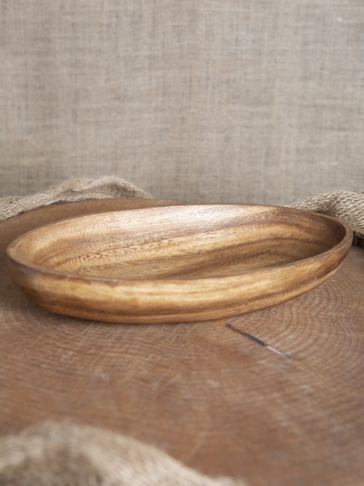 oval wooden bowl 30 cm 2