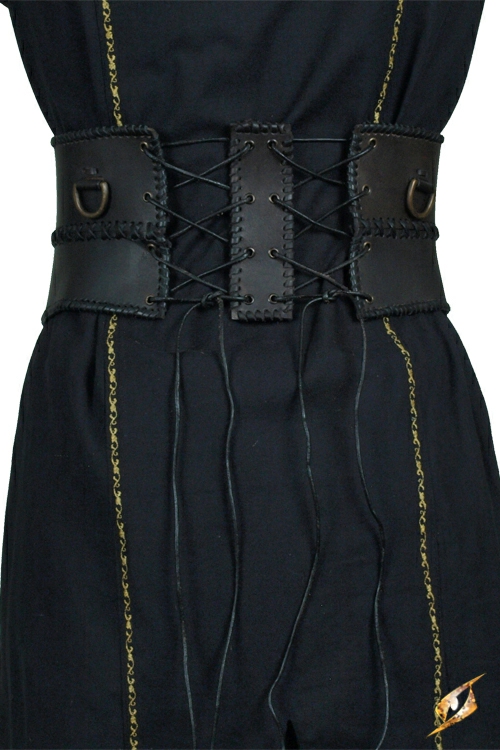 Wide leather belt black 2