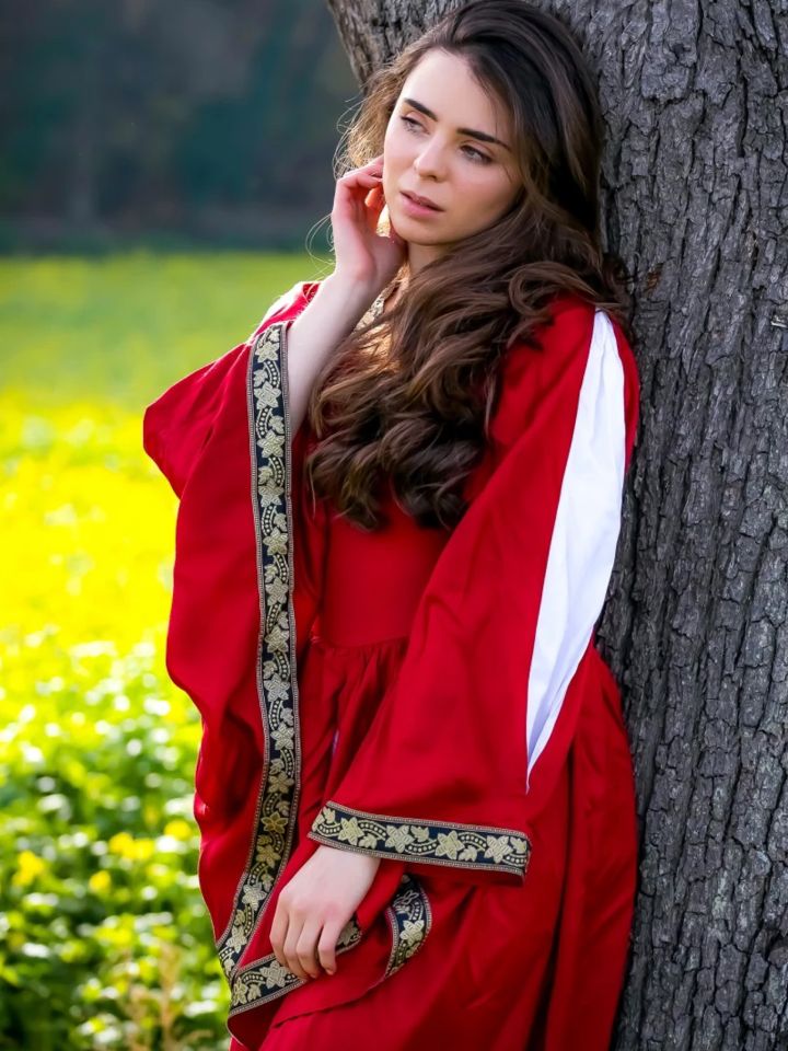Elegant dress with red-nature border 2