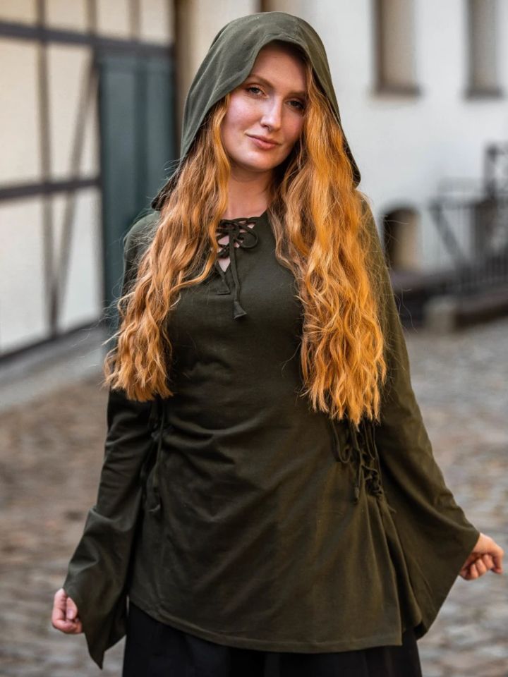 Blouse with pointed hood green XXXL 2