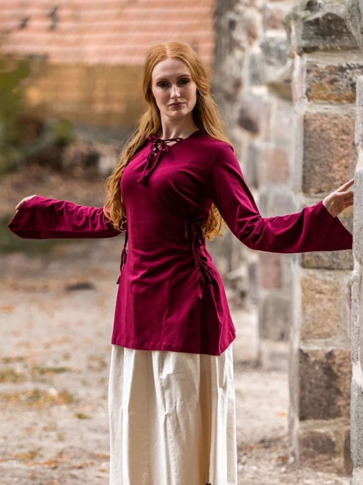 Blouse with pointed hood bordeaux red S 2