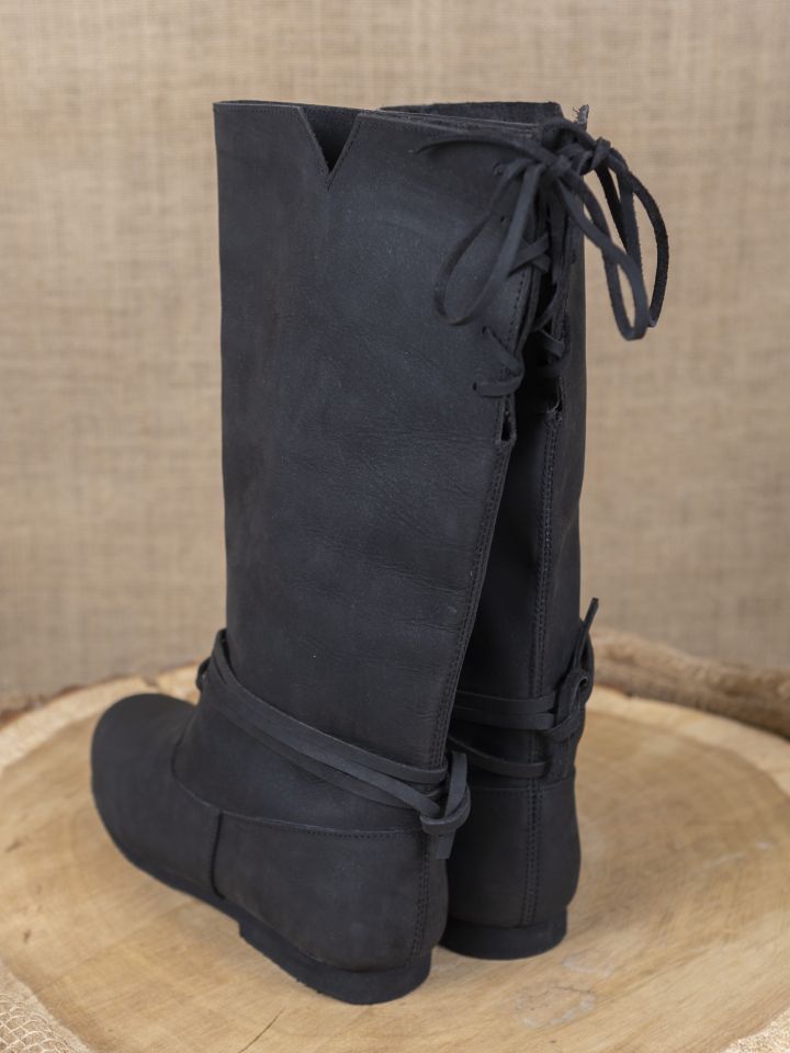Viking boots Ole made from black nubuck leather 2