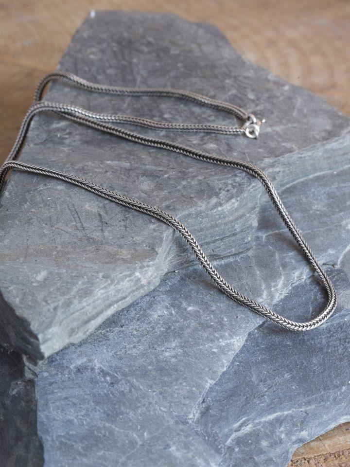 Braided silver chain 56 cm 2