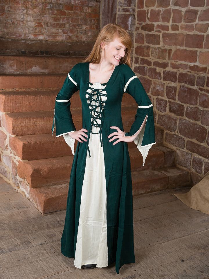 Dress with trumpet sleeves, green-nature XXL 2