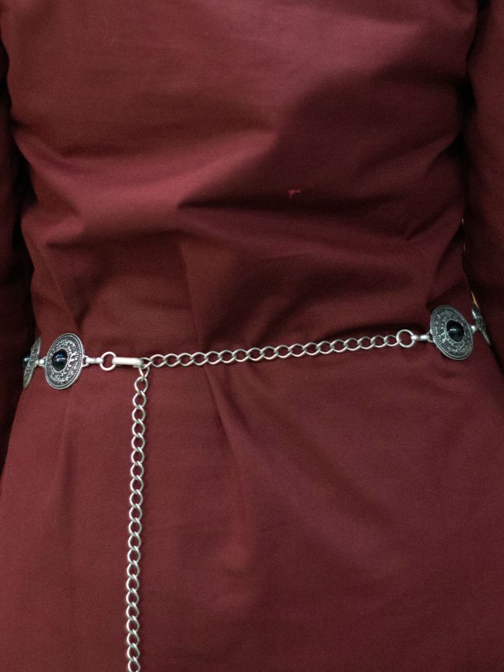 Chain belt with black stones in antique silver 2