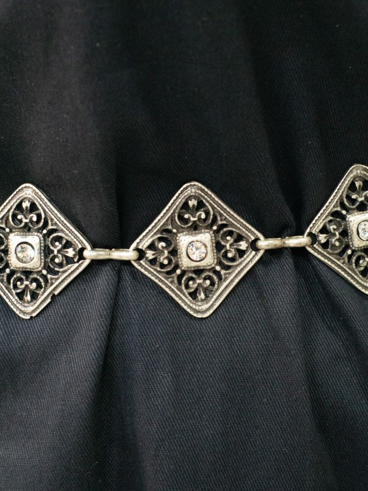 Chain belt with square elements in antique silver 2