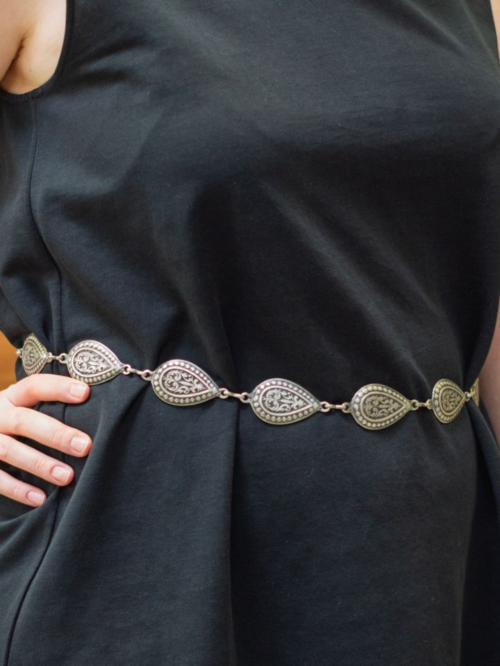 Chain belt with drop pattern in antique silver 2