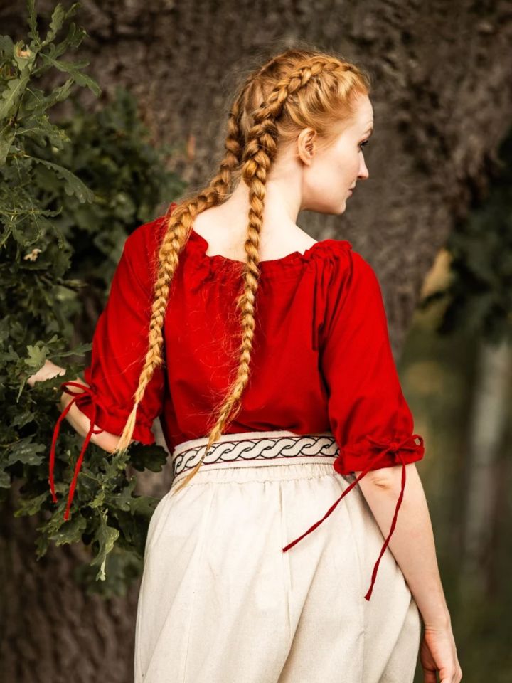 Red cotton summer blouse S 2