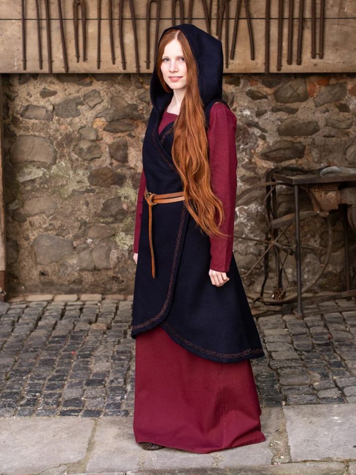 Wrap dress Myrana made of wool felt blue 2