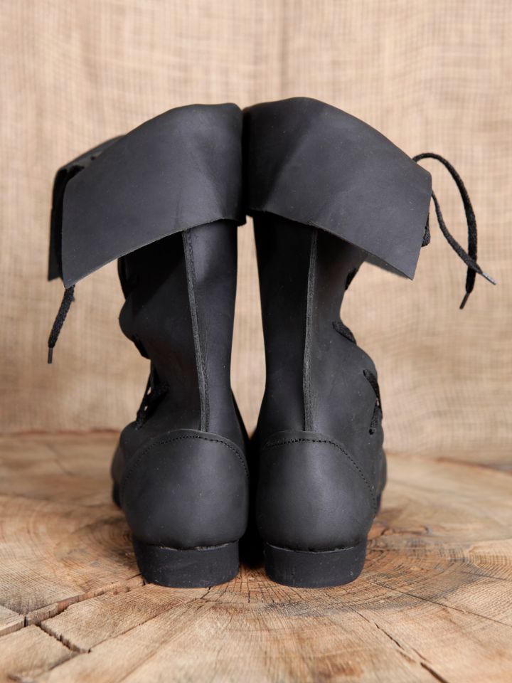 Nubuck leather top boots black 2