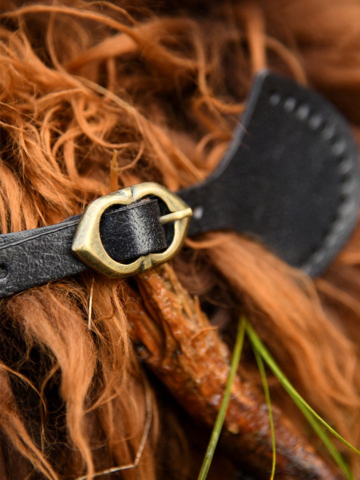 Black leather coat buckle 2