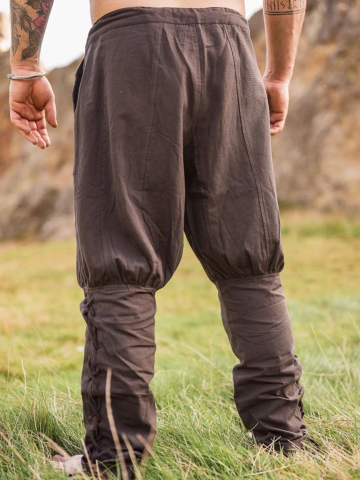 Brown trousers with leg lacing 2