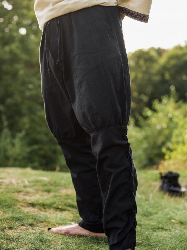 Pants with leg lacing black 2
