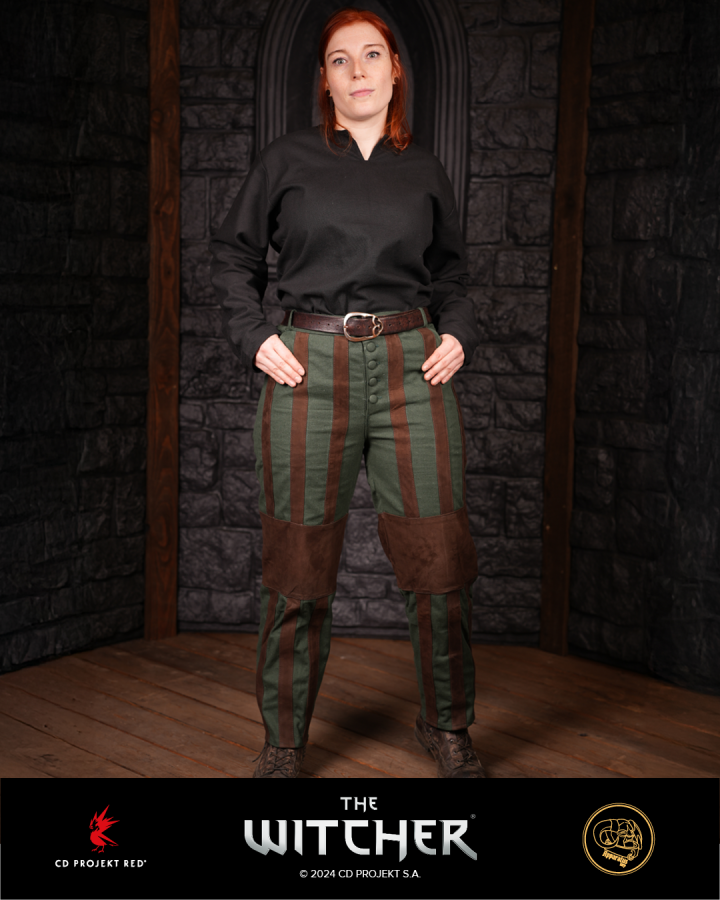 Geralt trousers with leather stripes green 2