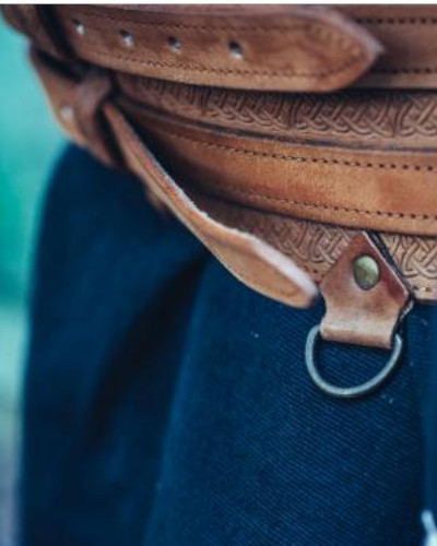 Viking belt with embossing cognac brown 120 cm 3